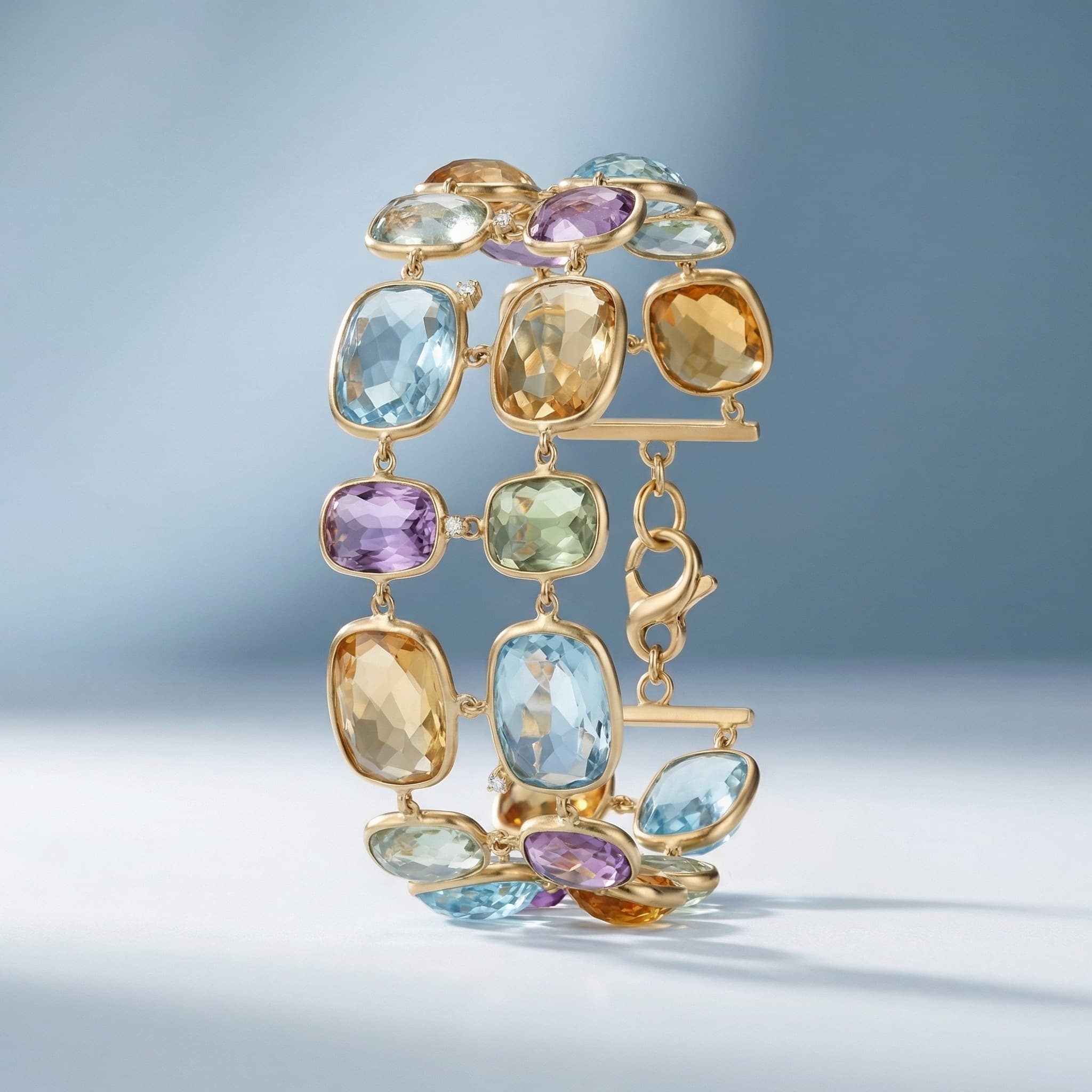 AI-generated jewellery photography by Razia Jukes — bracelet slight angle